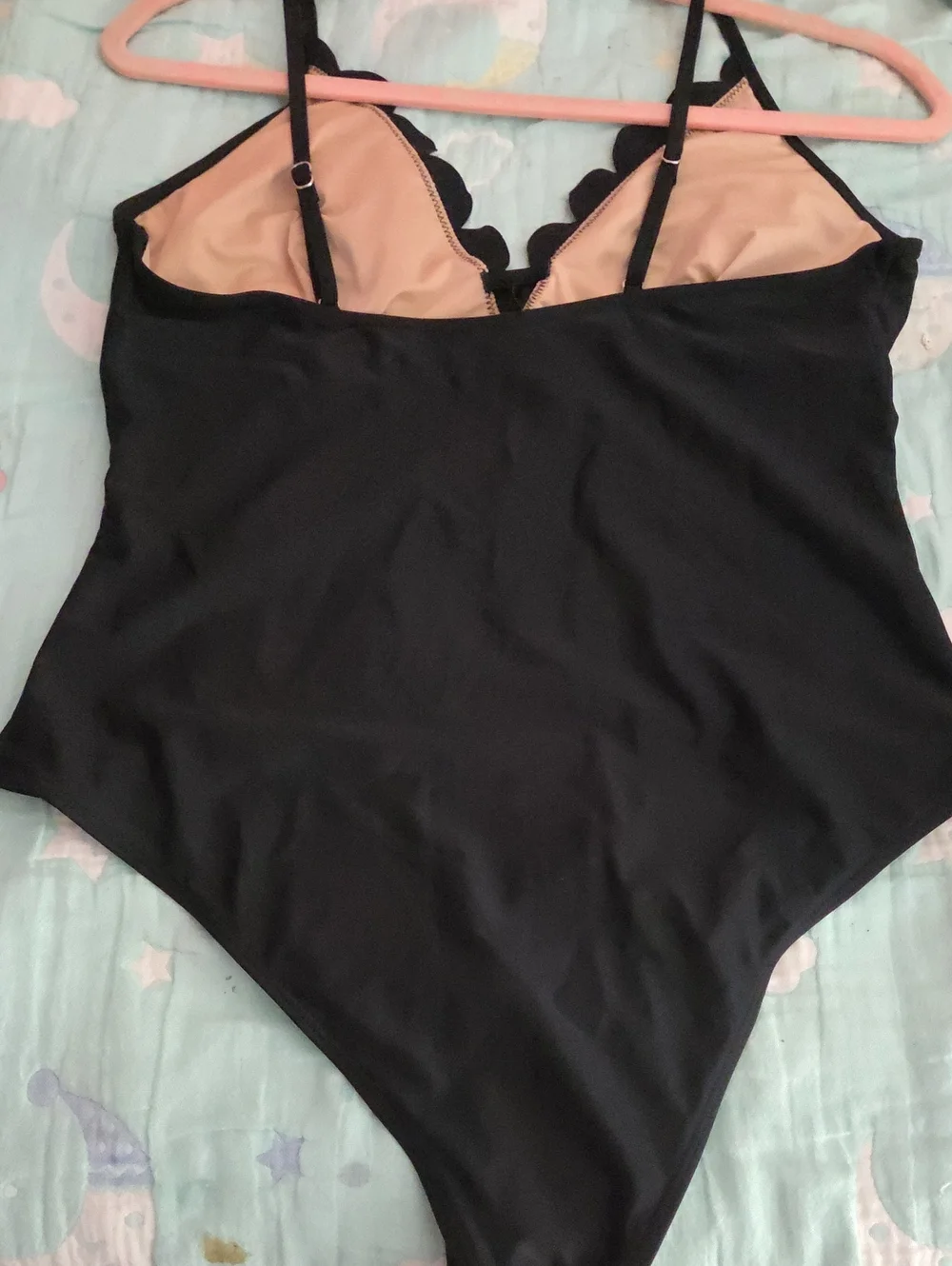 Black Cutout One-Piece Swimsuit with Nude Lining